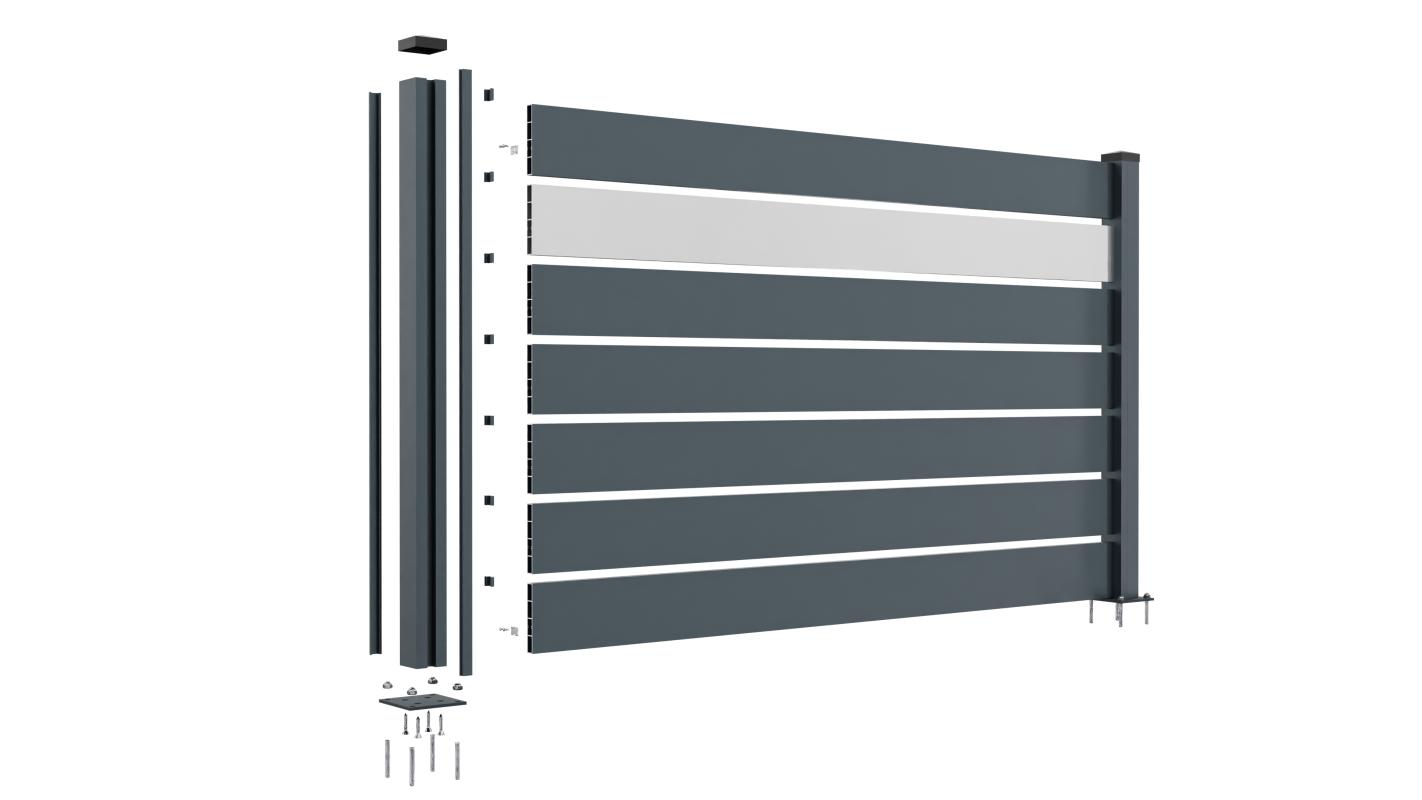 Kompletný systém dielov modulárneho oplotenia