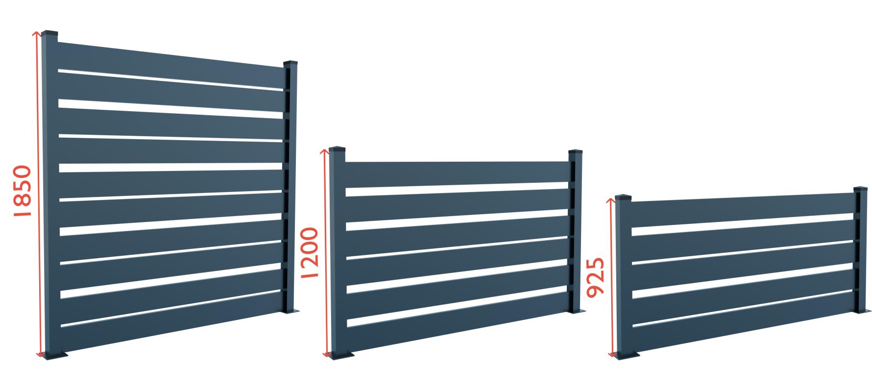 Výšky dostupných sád modulárneho oplotenia