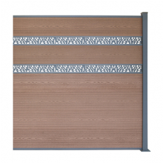 WPC plotový set Hnědá vzor dřeva, s 2 dek. panelmi