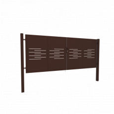 Designová brána LINE 2 kř. 3800x1500mm hnědá se sloupky
