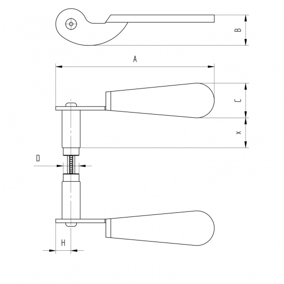 Kľučka ľavá L142, D19mm, Zn - detail 2 - detail 2