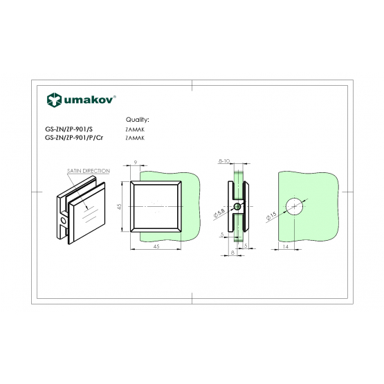 Zasklenie pevne - Zamak, 45x45x20/T 8-10 mm - detail 1 - detail 1
