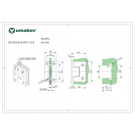 Záves pre sklenené dvere +/- 90stup. - detail 2 - detail 2