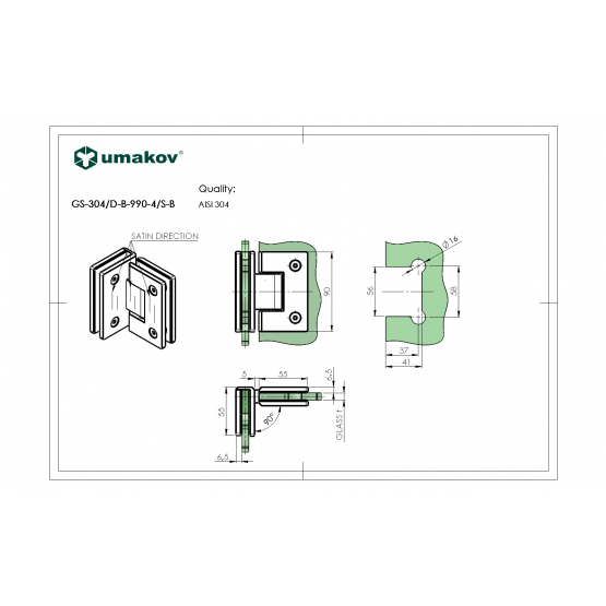 Záves pre sklenené dvere sklo/sklo +/- 90stup. AIS - detail 2 - detail 2