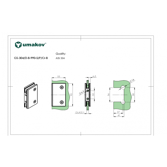 Zasklenie pevné - držiak skla na stenu AISI304 - detail 2 - detail 2