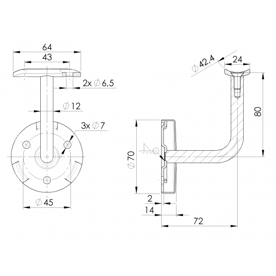 Držiak madla na stenu - detail 4 - detail 4