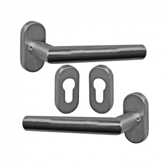 Kľučka so štítkom - pár, AISI 304, K320 - detail 7 - detail 7