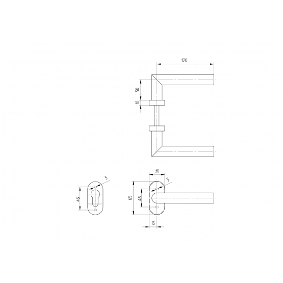 Kľučka so štítkom - pár, AISI 304, K320 - detail 8 - detail 8