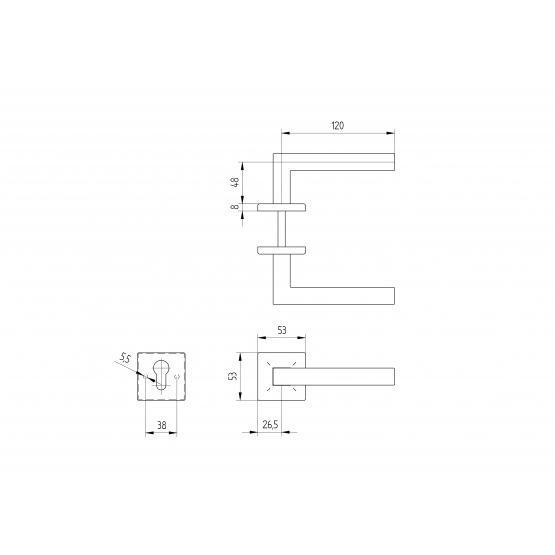 Kľučka so štítkom - pár, AISI 304, K320 - detail 4 - detail 4