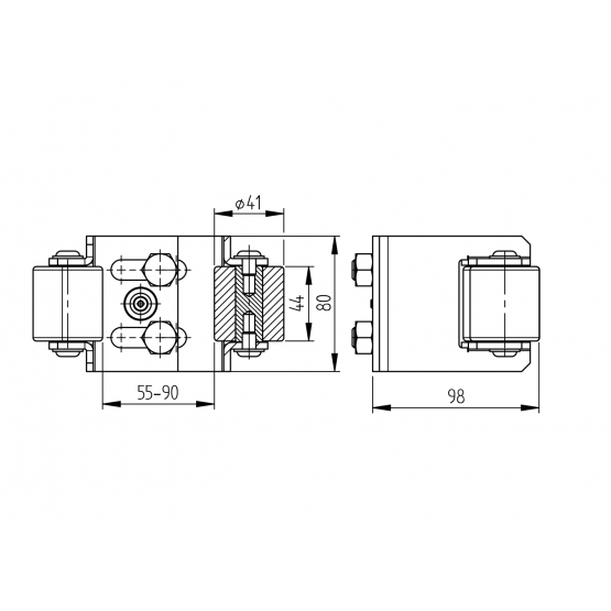 Horný nábeh - nastaviteľný 55-90mm Zn,black rubber - detail 2 - detail 2