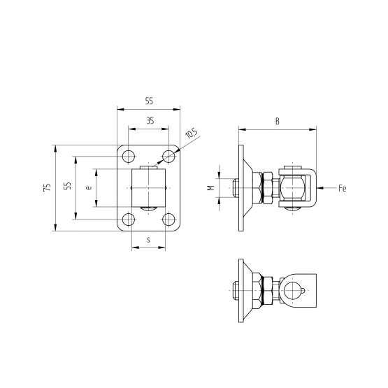 Záves nastaviteľný s kotviacou prírubou - detail 2 - detail 2