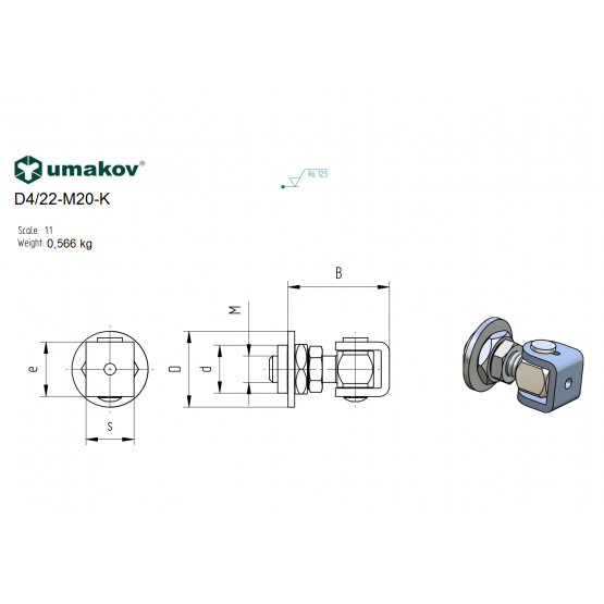 Záves nastaviteľný s otočnou podložkou Zn, M20 - detail 1 - detail 1