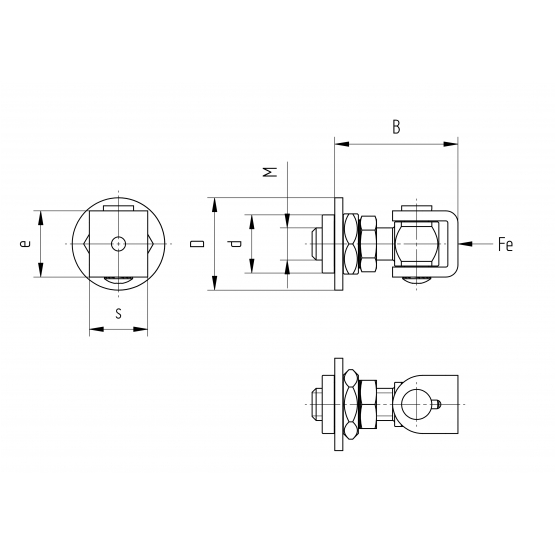 Záves nastaviteľný s otočnou podložkou Zn, M20 - detail 2 - detail 2