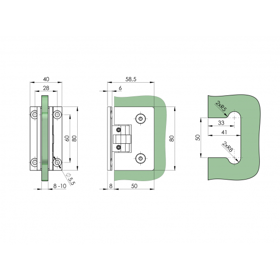 Pánt pre sklenené dvere +/- 90stup. flex - detail 4 - detail 4