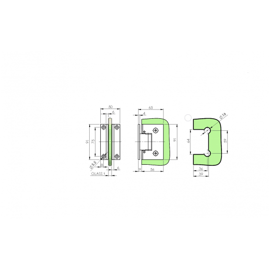 Pánt pre sklenené dvere +/- 90stup. flex - detail 1 - detail 1