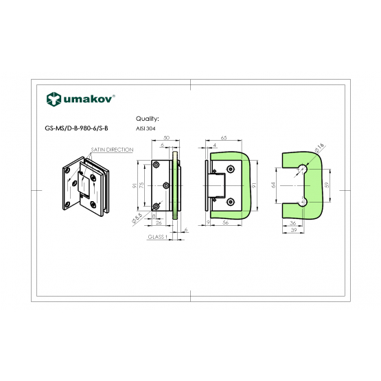 Pánt pre sklenené dvere stena/sklo flex - detail 1 - detail 1