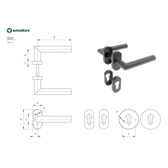 Kľučka so štítkom - pár, AISI 304, K320 - detail 2 - detail 2