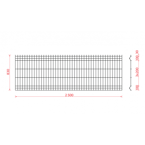 Zváraný plotový panel 3D ZnPVC 2500x830x4mm antracit - detail 4 - detail 4
