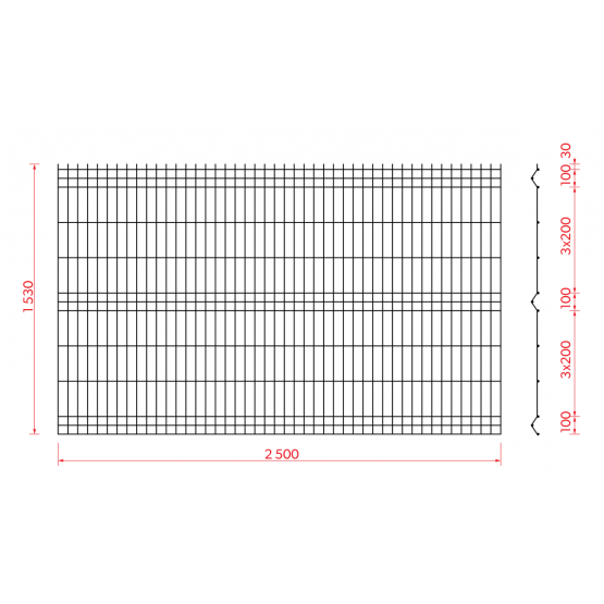 Zváraný plotový panel 3D ZnPVC 2500x1530x4mm antracit - detail 4 - detail 4