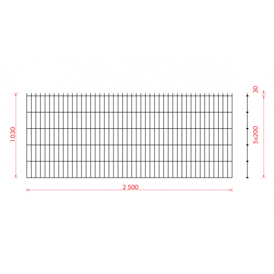 Zváraný plotový panel N2D 2500x1030mm D5/4/5mm antracit - detail 3 - detail 3