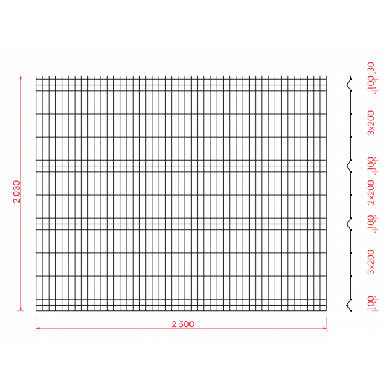 Zváraný plotový panel 3D ZnPVC 2500x2030x4mm antracit - detail 3 - detail 3