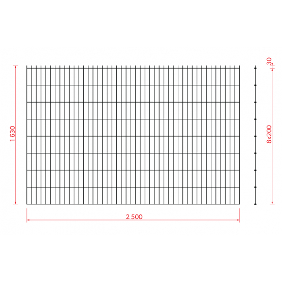 Zváraný plotový panel N2D 2500x1630mm D5/4/5mm zelená - detail 2 - detail 2