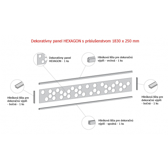 Dekoratívny panel Hexagon 1830x250mm antracit - detail 2 - detail 2