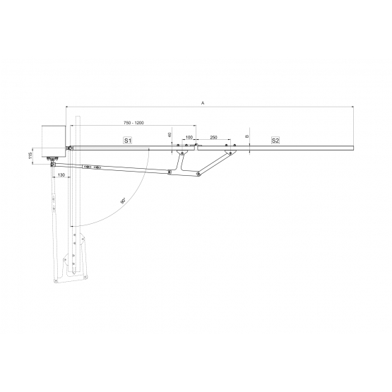 Skladací mechanizmus pre krídlové brány - detail 2 - detail 2