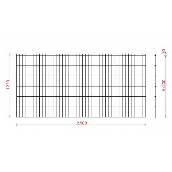 Zváraný plotový panel N2D 2500x1230mm D5/4/5mm zelená - detail 2 - detail 2