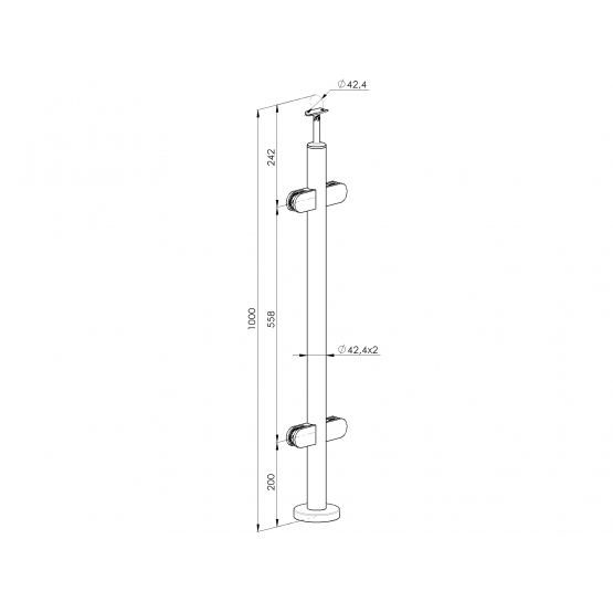 Stĺpik, vrchné kotvenie - obojstranný180° - detail 2 - detail 2