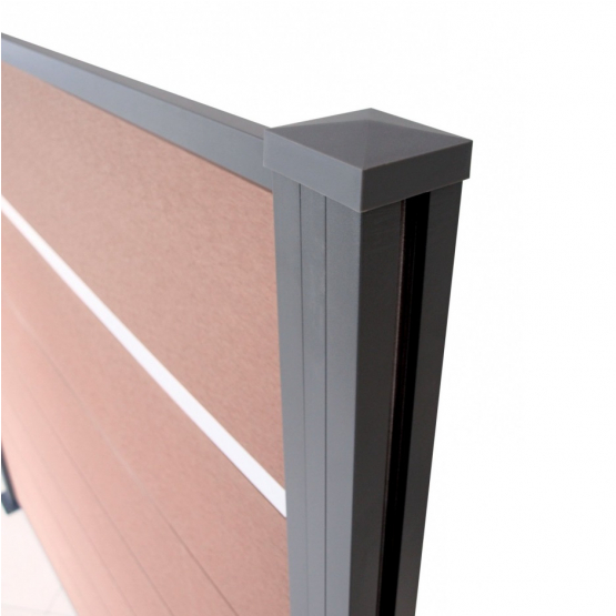 Hliníková priečka vrchná, 1820mm antracit pre WPC plotové dosky - detail 1 - detail 1