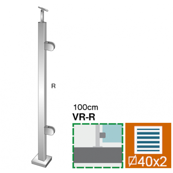 Stĺpik, vrchné kotvenie - pravý AISI304, 40x40x2/2 - detail 1 - detail 1
