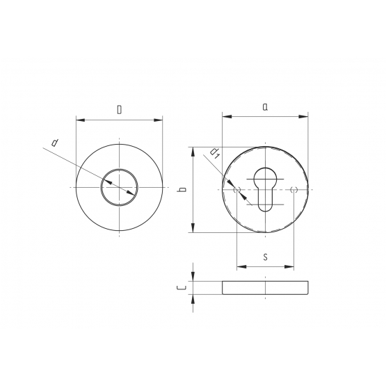 Štítok zámkový-kľučka D50, t2, d21mm - detail 1 - detail 1