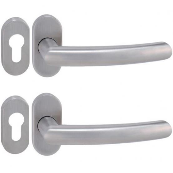 Kľučka so štítkom - pár, AISI 304, K320 - detail 2 - detail 2