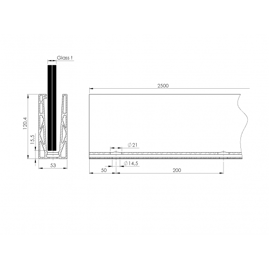Celosklenené zábradlie-profil dutý-vrchné kotvenie - detail 3 - detail 3