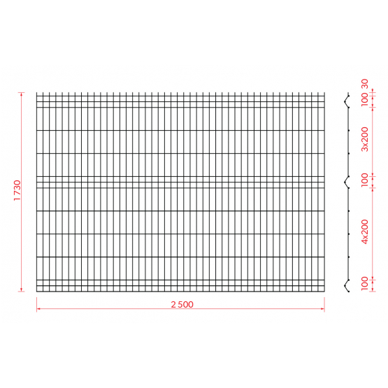 Zváraný plotový panel 3D ZnPVC 2500x1730x4mm čierna - detail 2 - detail 2