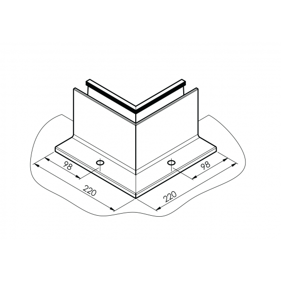 Celosklenené zábradlie-roh. profil-vrchné kotvenie - detail 3 - detail 3