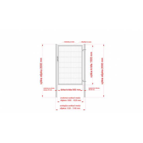 Bránka 1kr. SQUARE ZnPVC 1000x1500mm, antracit - detail 4 - detail 4