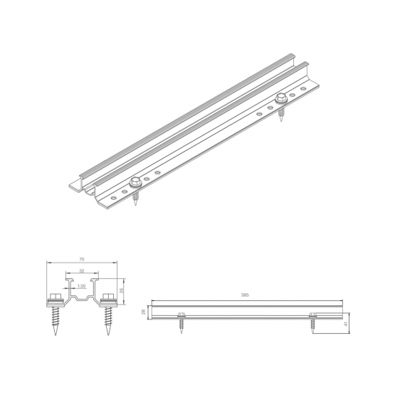 Lišta montážna hliníková 26mm pre trapez. plech - detail 1 - detail 1