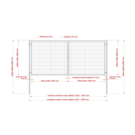 Brána 2kr. 2D BOX ZnPVC 4000x1800mm RAL6005 zelená - detail 3 - detail 3