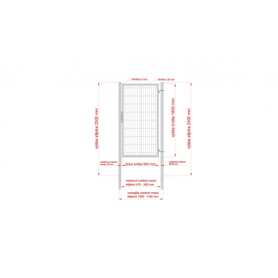 Bránka 1kr. 2D BOX ZnPVC 1000x1800mm RAL 7016 antracit - detail 6 - detail 6
