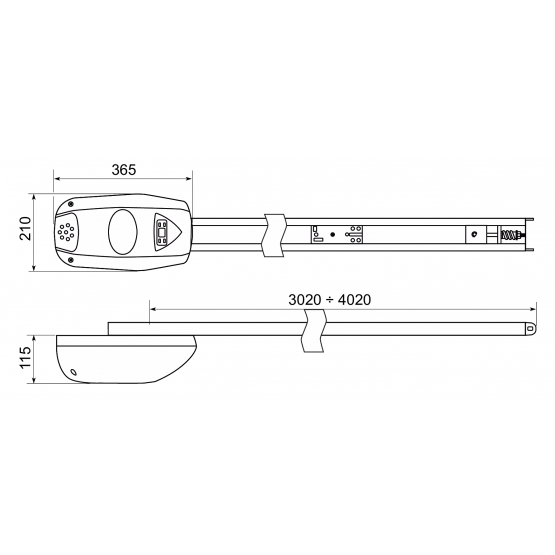 Kompl. systém CAME - garáž.pohon s 3m dráhou - detail 2 - detail 2