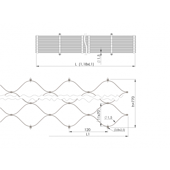 Sieť - lanková výplň - detail 9 - detail 9