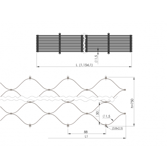 Sieť - lanková výplň - detail 5 - detail 5