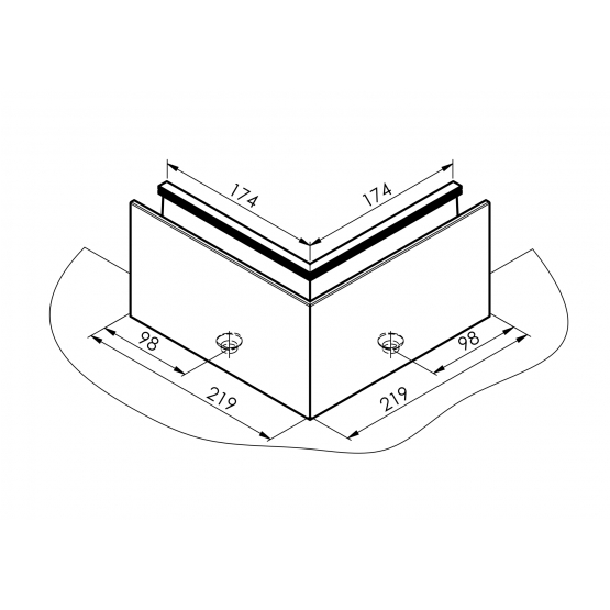 Celosklenené zábradlie-roh. profil-vrchné kotvenie - detail 1 - detail 1