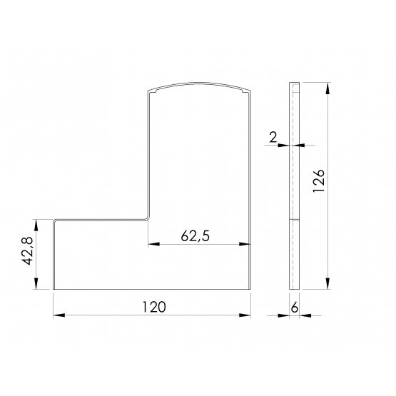 Záslepka pre profil AL/0006-UNO-S-E + kryciu lištu - detail 1 - detail 1