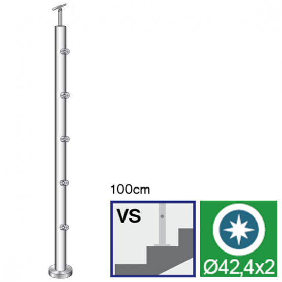 Stĺpik, vrchné kotvenie - na schodisko AISI304, D4 - detail 1 - detail 1