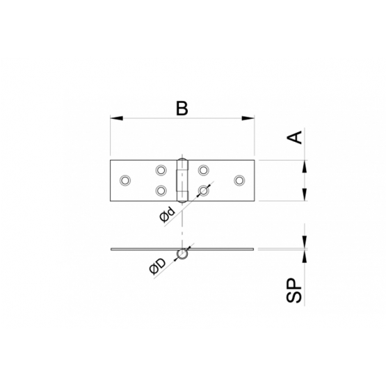 Nerezový záves na brány, AISI304, L=26mm - detail 1 - detail 1