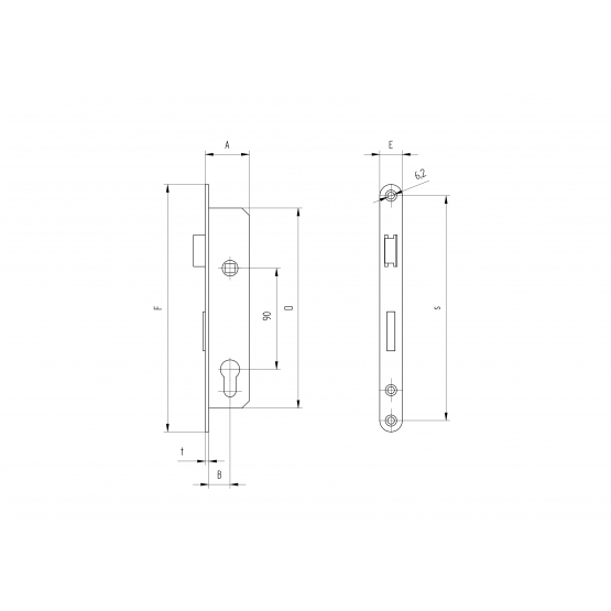 Zámok pre cylin.vložku do JP profilu 40x40mm, AISI304 - detail 2 - detail 2