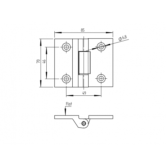 Záves na brány INOX, AISI316, L=70mm - detail 2 - detail 2